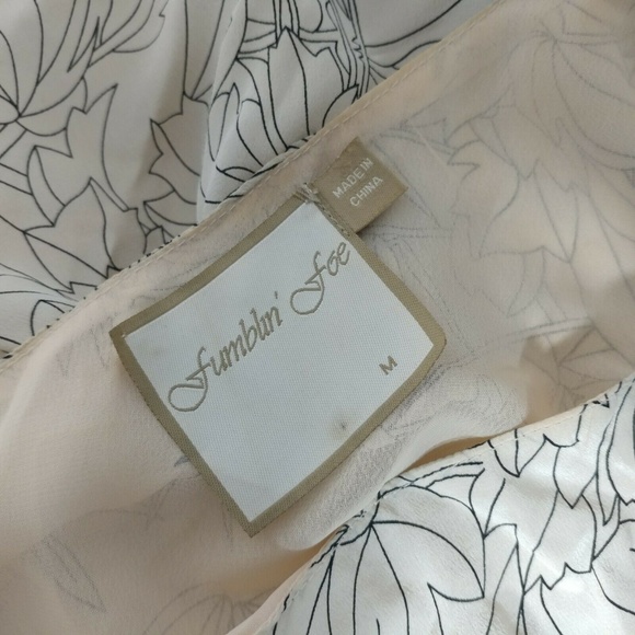 Fumblin foe womens M silk one shoulder tank flower - Picture 4 of 8